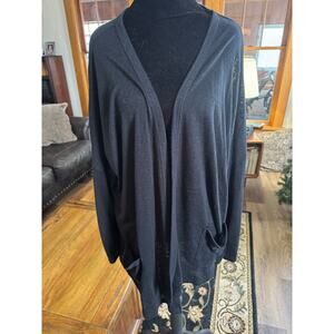 Bobeau Open Front Cardigan Women’s 2X Black Draped Lightweight Pocket